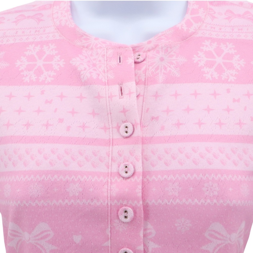 SKIMS Pink Pointelle Sleep Set S Bow Print Henley Top Shorts Lounge Pajamas - Picture 4 of 8